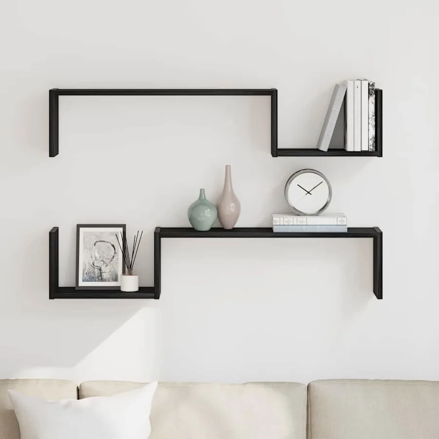 Étagère Murale avec étagère 2 pcs Chêne noir 100 x 15 x 20 cm