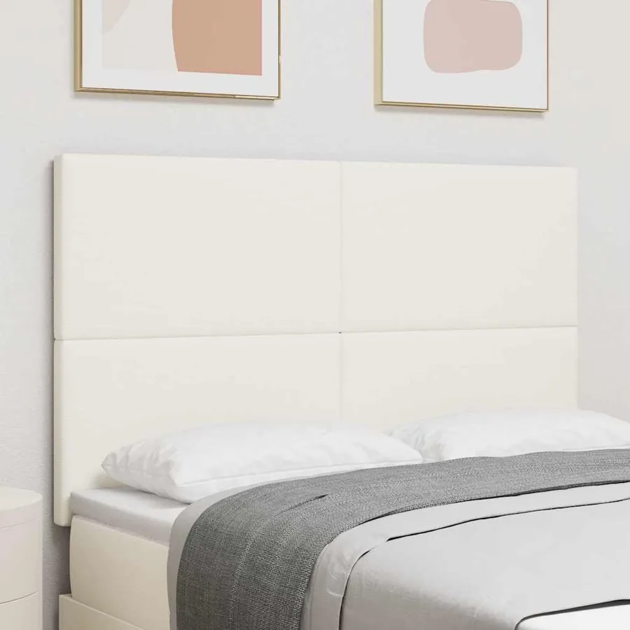 Tête de lit LED Crème 144 cm Tissu en velours côtelé