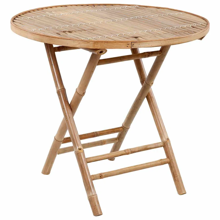 Mobilier à dîner d'extérieur pliable 5 pcs avec coussins bambou - 2