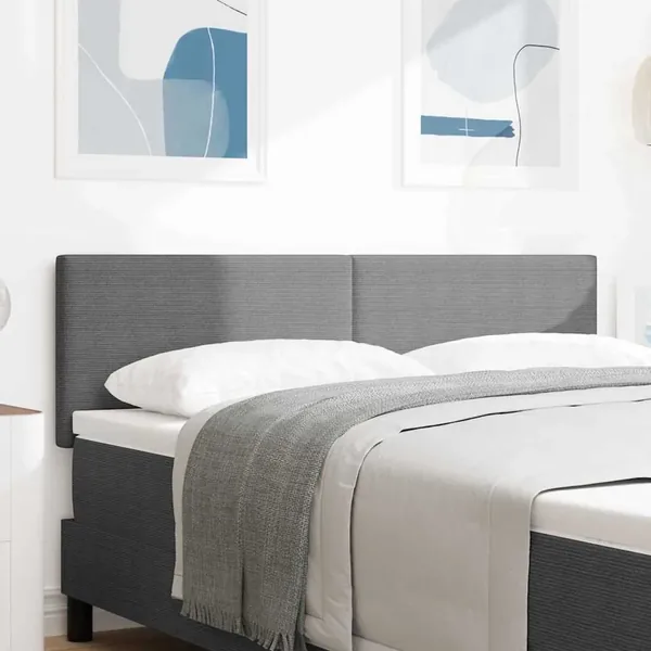 Tête de lit LED Gris clair 144 cm Tissu en velours côtelé