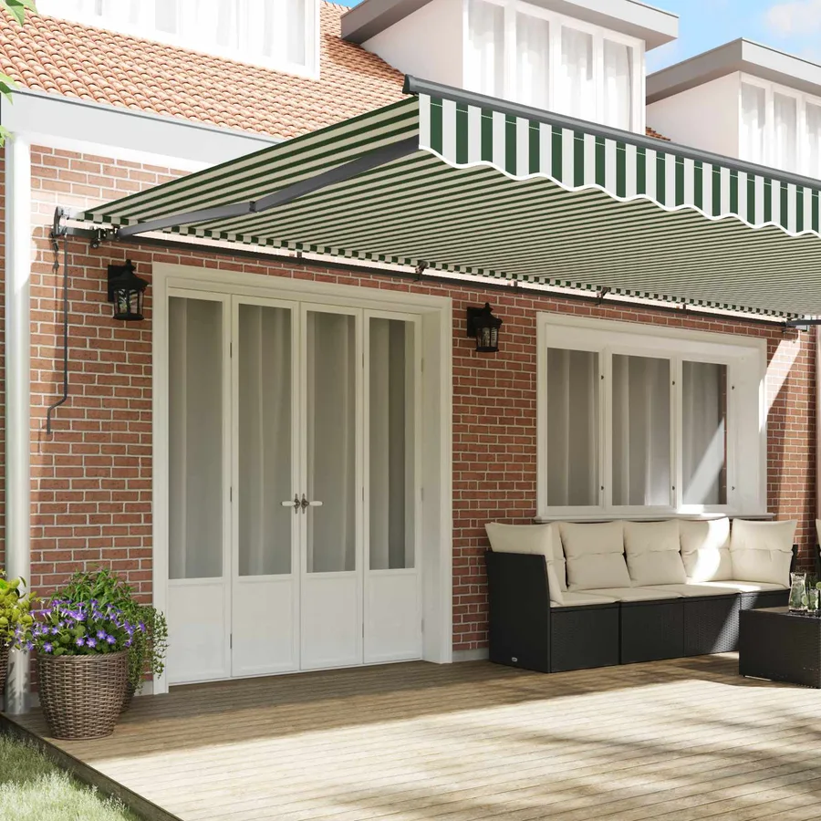 Auvent rétractable Vert et blanc 600 × 300 cm - 3