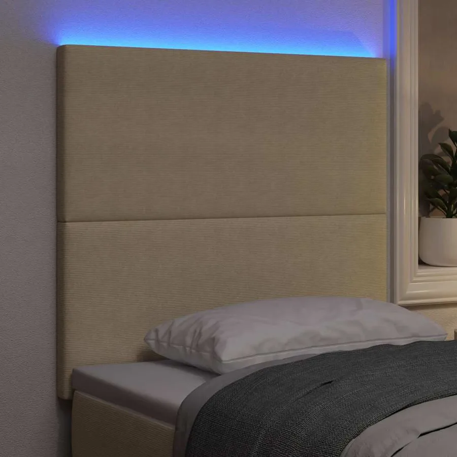 Tête de lit LED Vert gris 90 cm Tissu en velours côtelé - 4