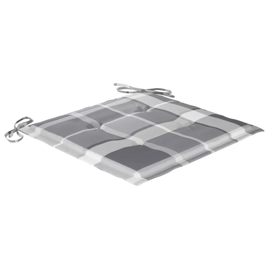 Chaises de jardin lot de 2 avec coussins à carreaux gris Teck - 7