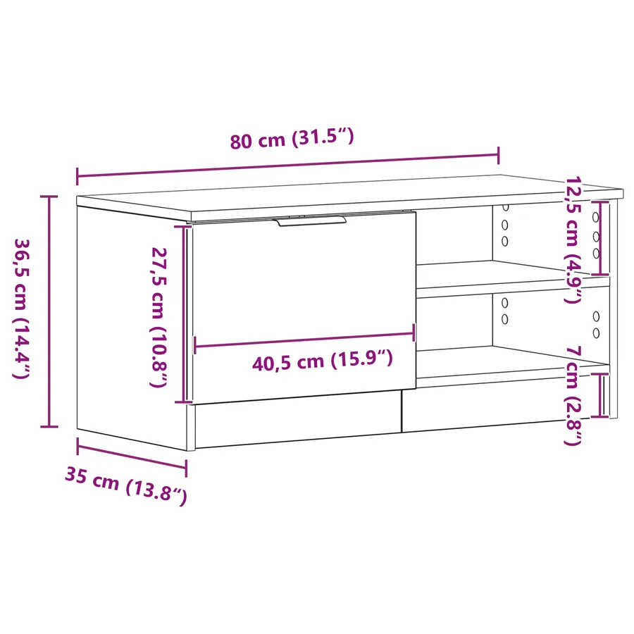 Meuble TV 2 pcs Chêne noir 80 x 35 x 36,5 cm Bois d'ingénierie - 14