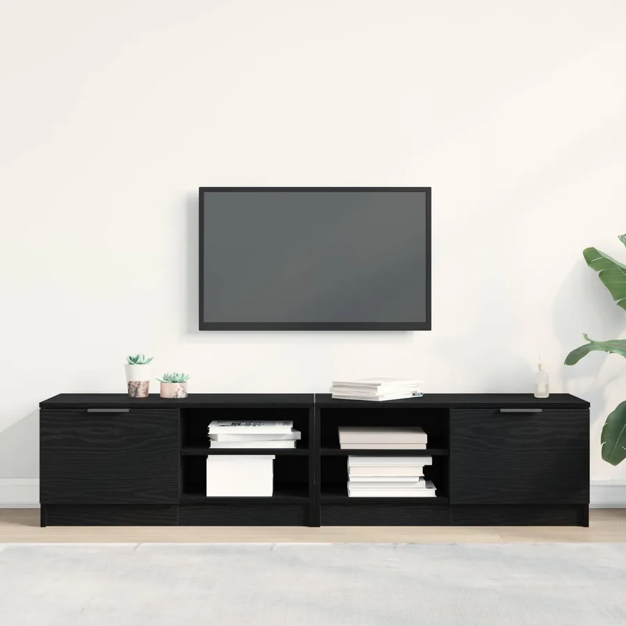 Meuble TV 2 pcs Chêne noir 80 x 35 x 36,5 cm Bois d'ingénierie - 4