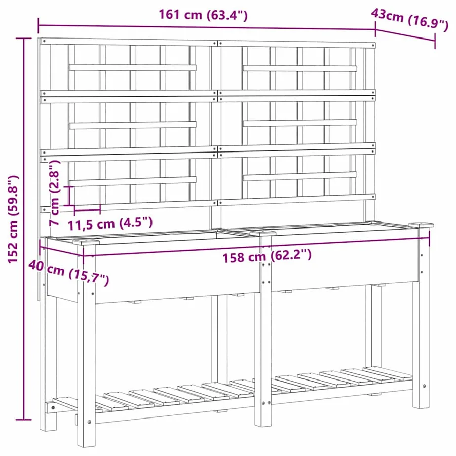 Cache-pot de jardin Beige 161 x 46 x 152,5 cm - 10