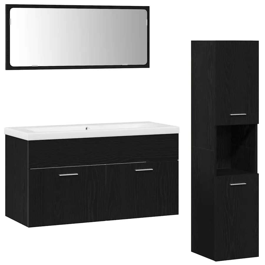 Ensemble de mobilier de salle de bain 4 pcs Chêne noir - 2