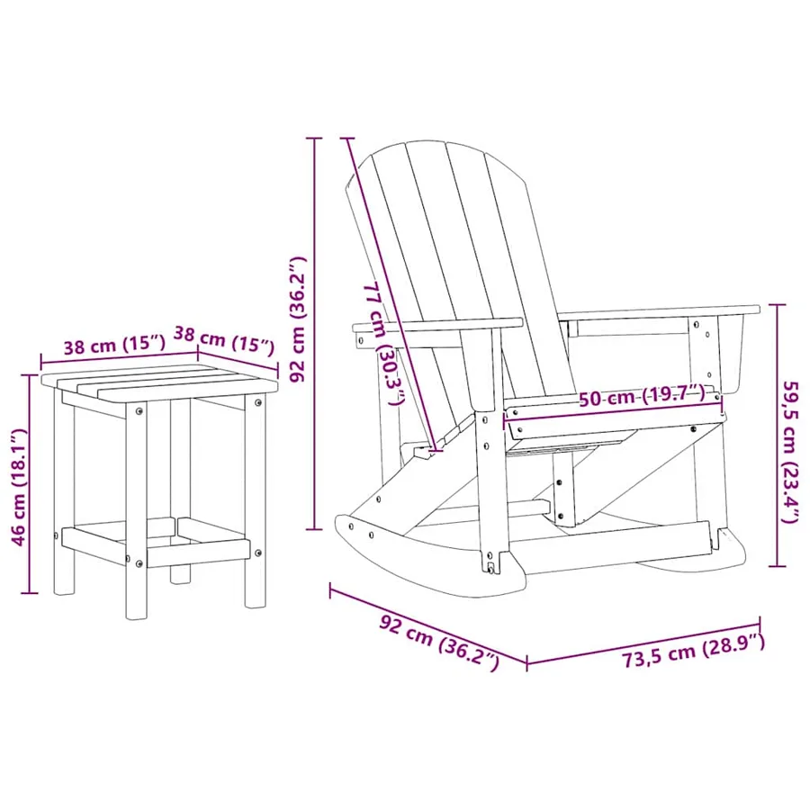 Ensemble de salon de jardin 3 pcs Noir HDPE - 11