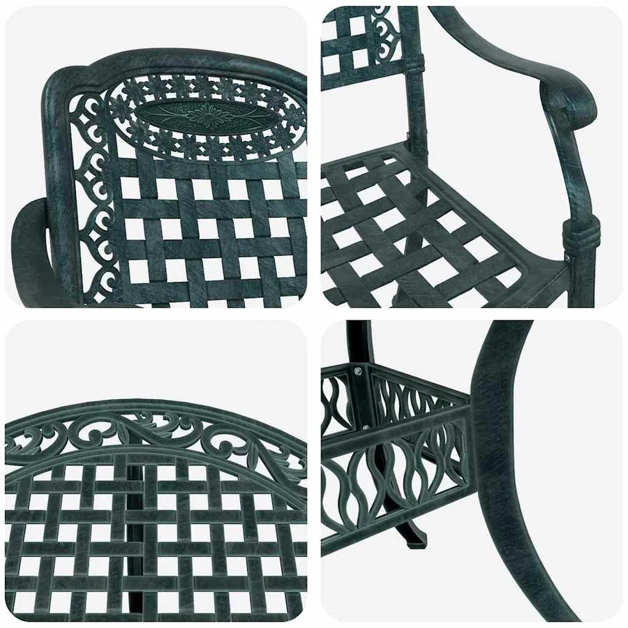 Ensemble de salle à manger pour jardin 7 pcs Vert Aluminium - 11