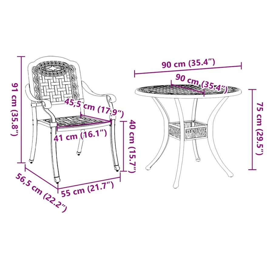 Ensemble de salle à manger pour jardin 7 pcs Vert Aluminium - 13