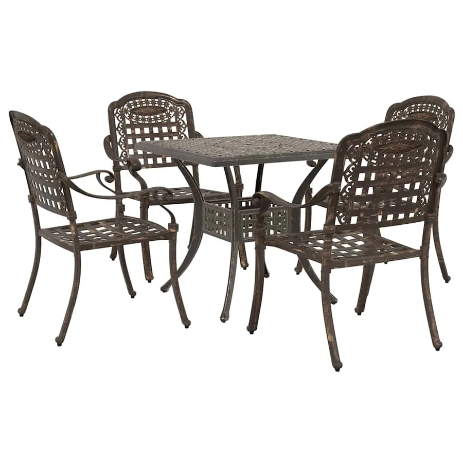 Ensemble de tables de jardin 5 pcs Bronze Aluminium coulé - 2