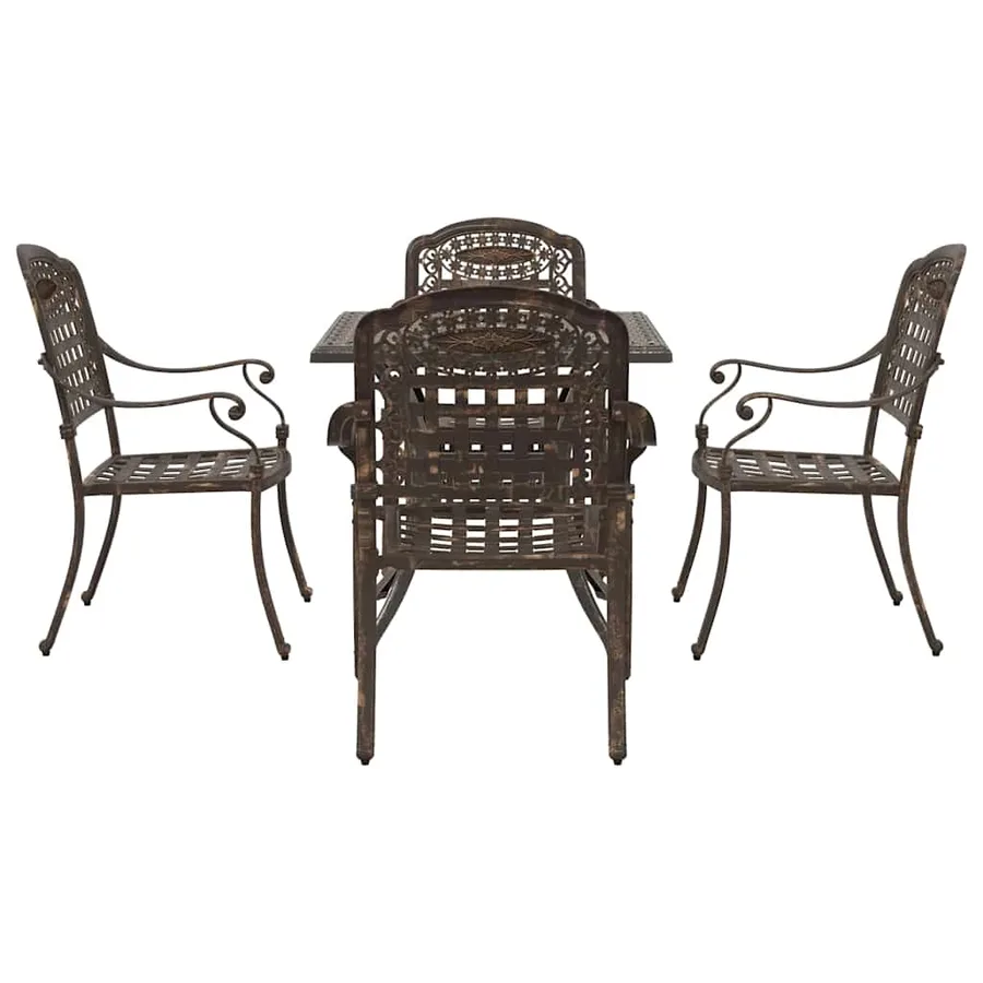 Ensemble de tables de jardin 5 pcs Bronze Aluminium coulé - 7