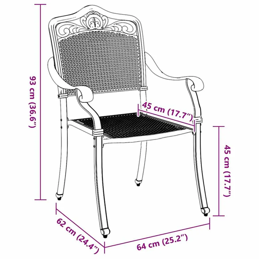 Chaise de jardin 2 pcs Vert 64 x 62 x 93cm Aluminium - 10