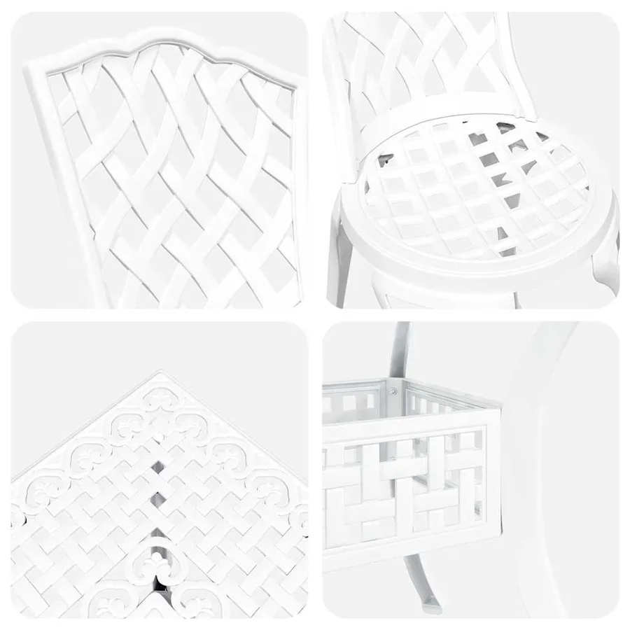 Ensemble de tables de jardin 5 pcs Blanc Aluminium coulé - 11