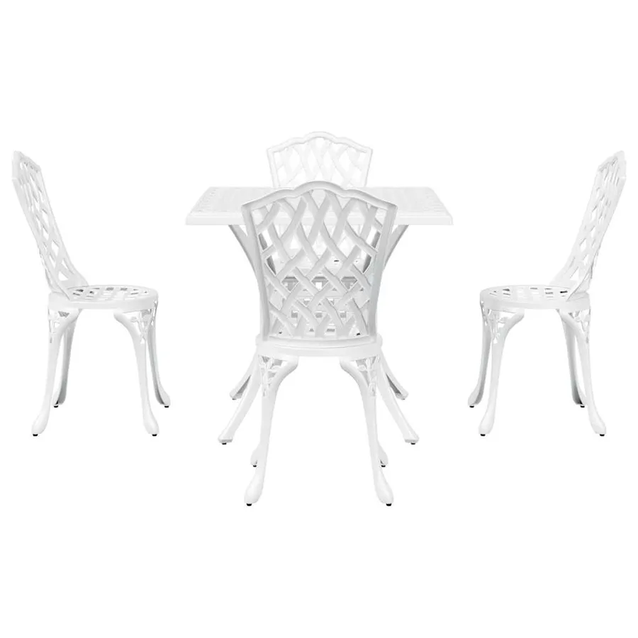 Ensemble de tables de jardin 5 pcs Blanc Aluminium coulé - 7