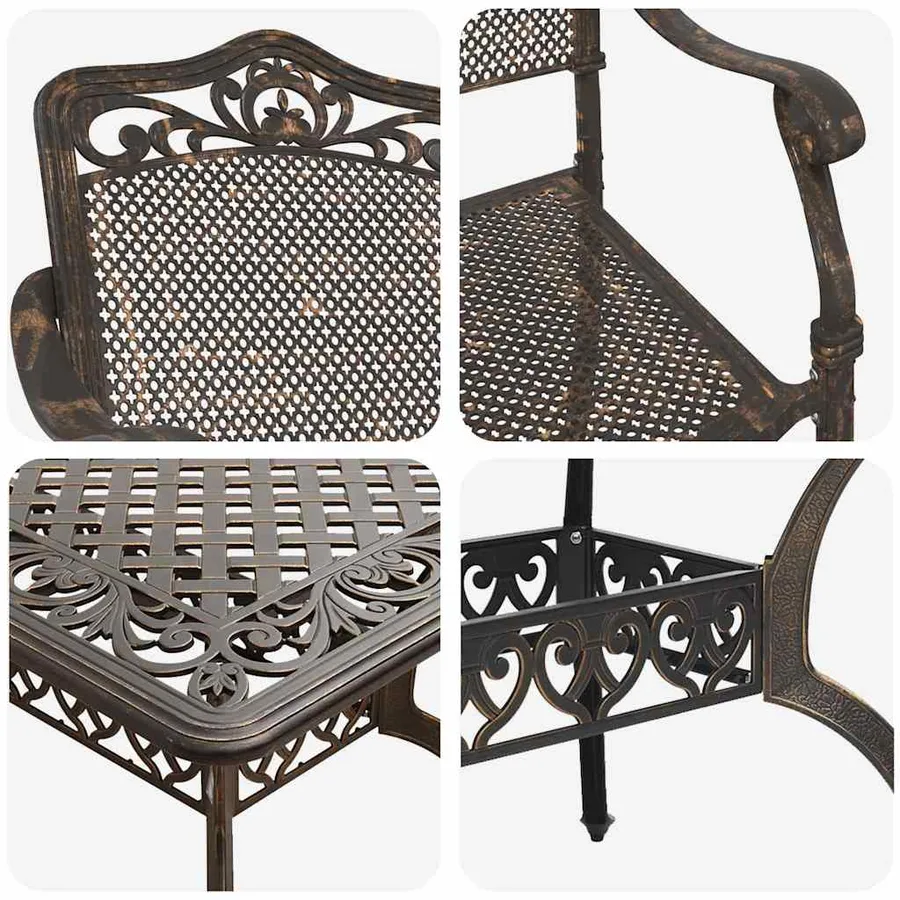 Ensemble de salle à manger pour jardin 7 pcs Bronze Aluminium - 11