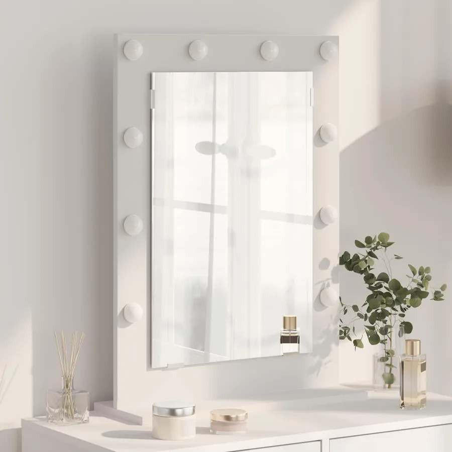 Miroir de vanité Blanc 70 x 50 x 18 cm Verre et bois composite