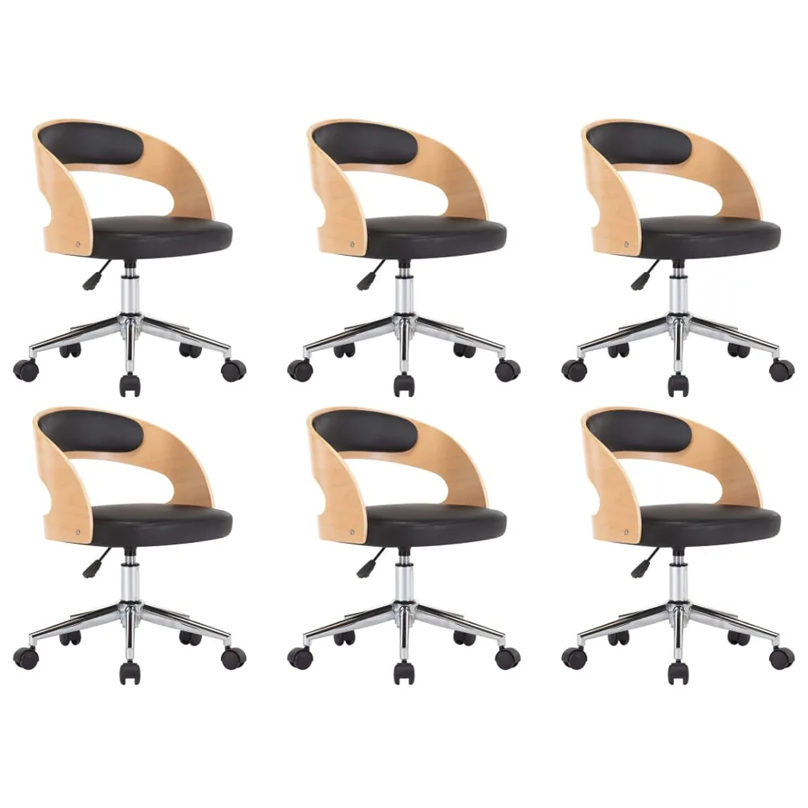 Chaises pivotantes à manger lot de 6 bois courbé et similicuir - 2