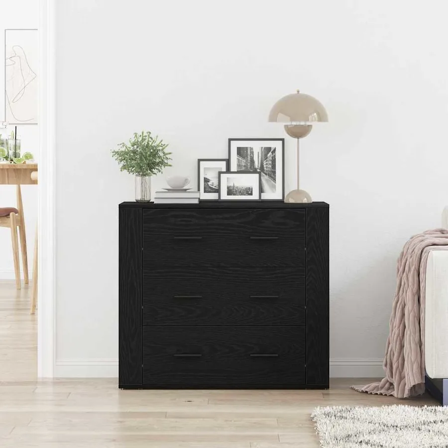 Buffet avec tiroir Chêne noir 80 x 33 x 70 cm Bois d'ingénierie - 4