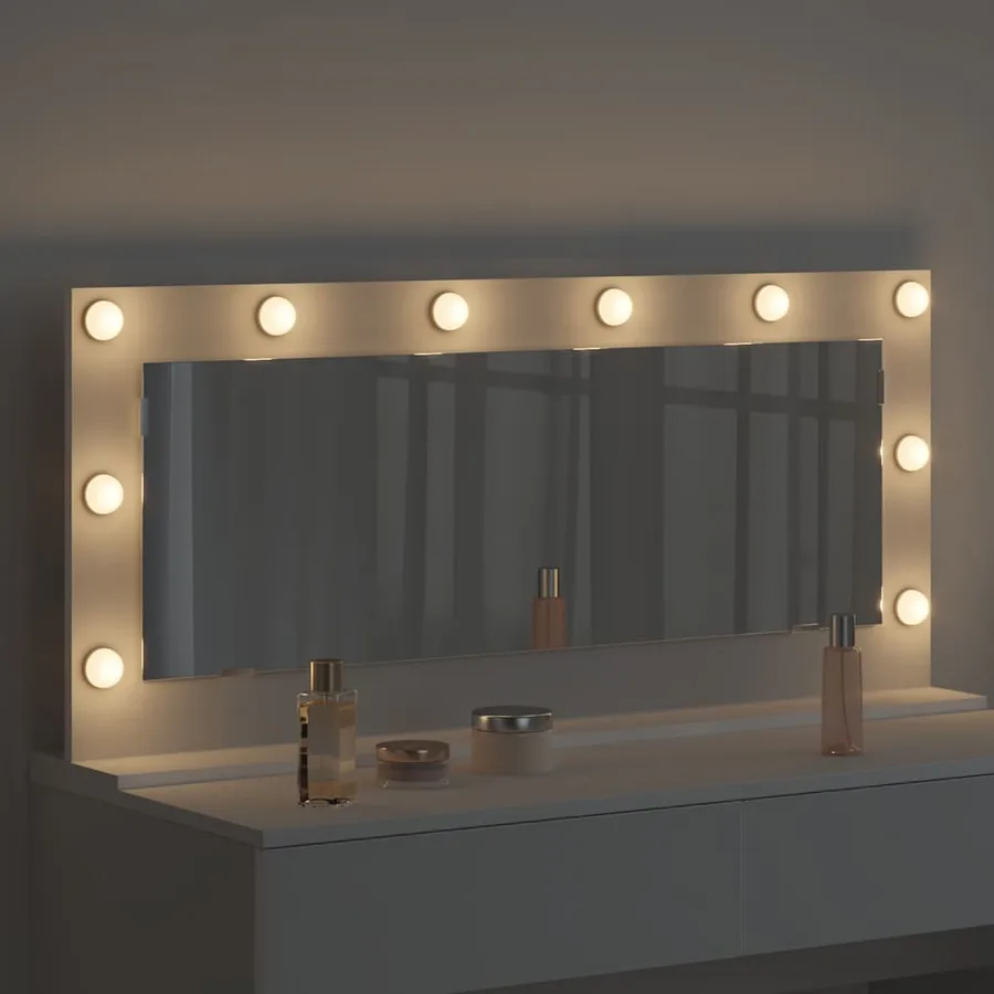 Miroir de vanité Blanc 100 x 45 x 18 cm Verre et bois composite - 3