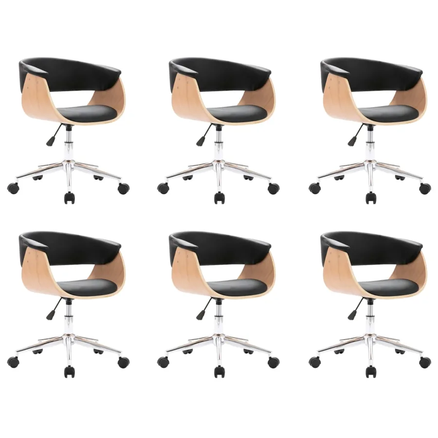 Chaises pivotantes à manger lot de 6 noir similicuir - 2
