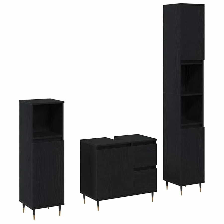 Ensemble de mobilier de salle de bain 3 pc Chêne noir - 2