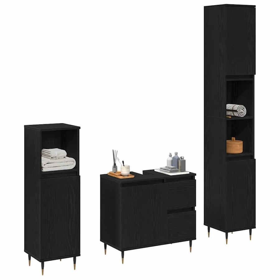 Ensemble de mobilier de salle de bain 3 pc Chêne noir - 3