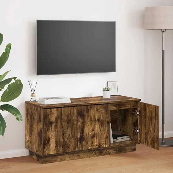 Meuble TV Chêne fumé 100 x 38 x 49 cm Bois d'ingénierie