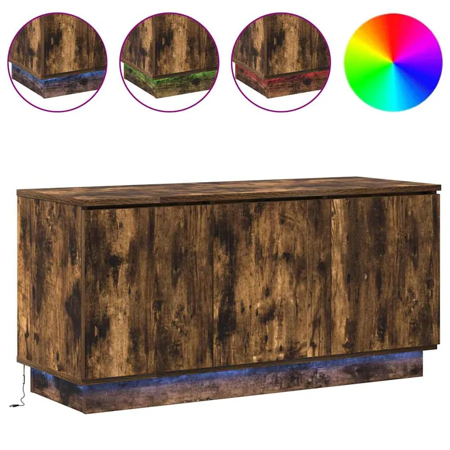 Meuble TV Chêne fumé 100 x 38 x 49 cm Bois d'ingénierie - 4