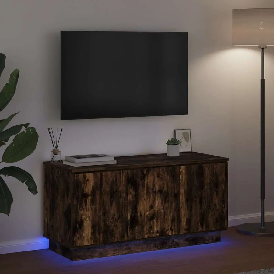 Meuble TV Chêne fumé 100 x 38 x 49 cm Bois d'ingénierie - 5