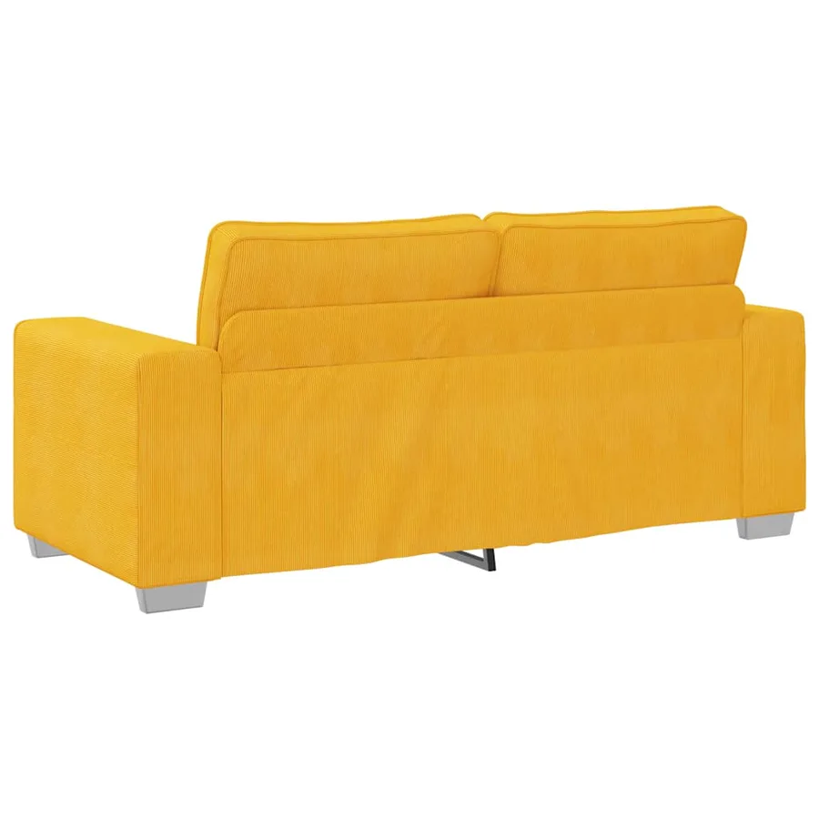 Canapé deux places jaune clair 180 x 77 x 82 cm en tissu velours côtelé - 6