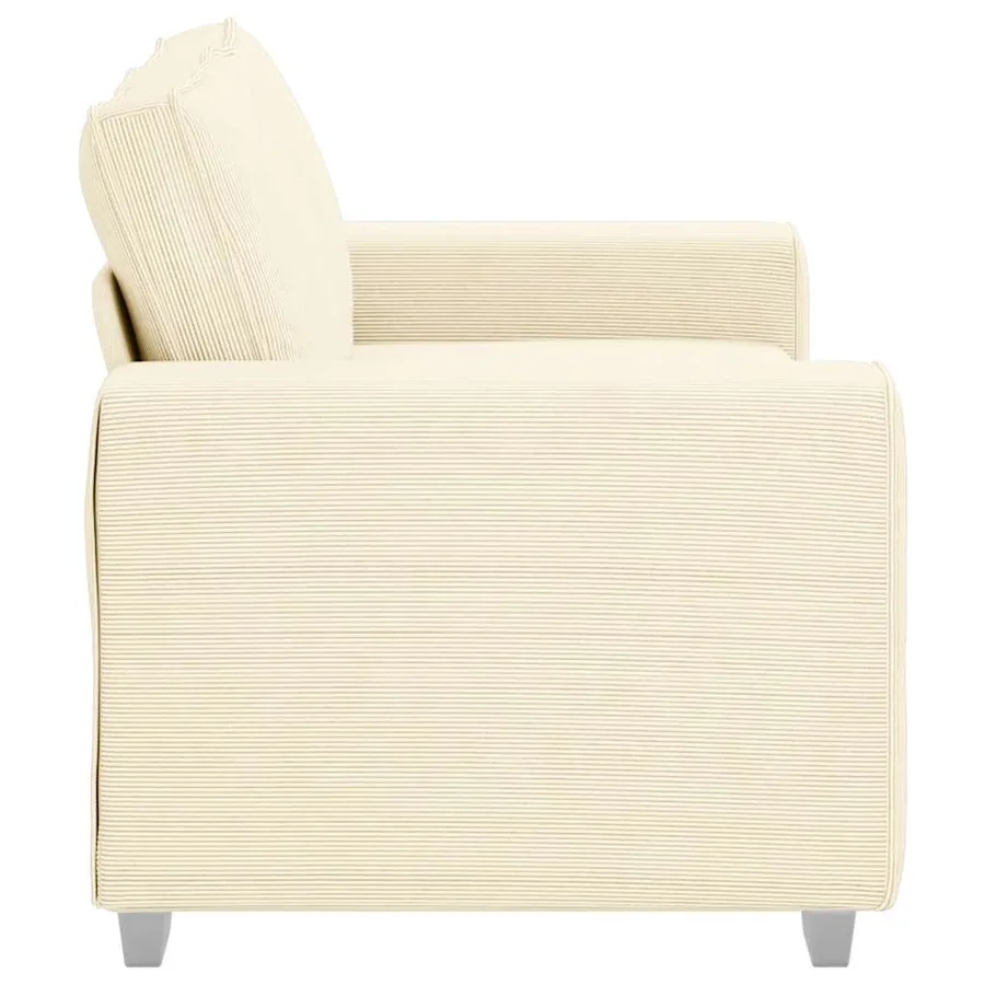 Canapé deux places crème 160x77x82 cm en tissu velours côtelé - 5