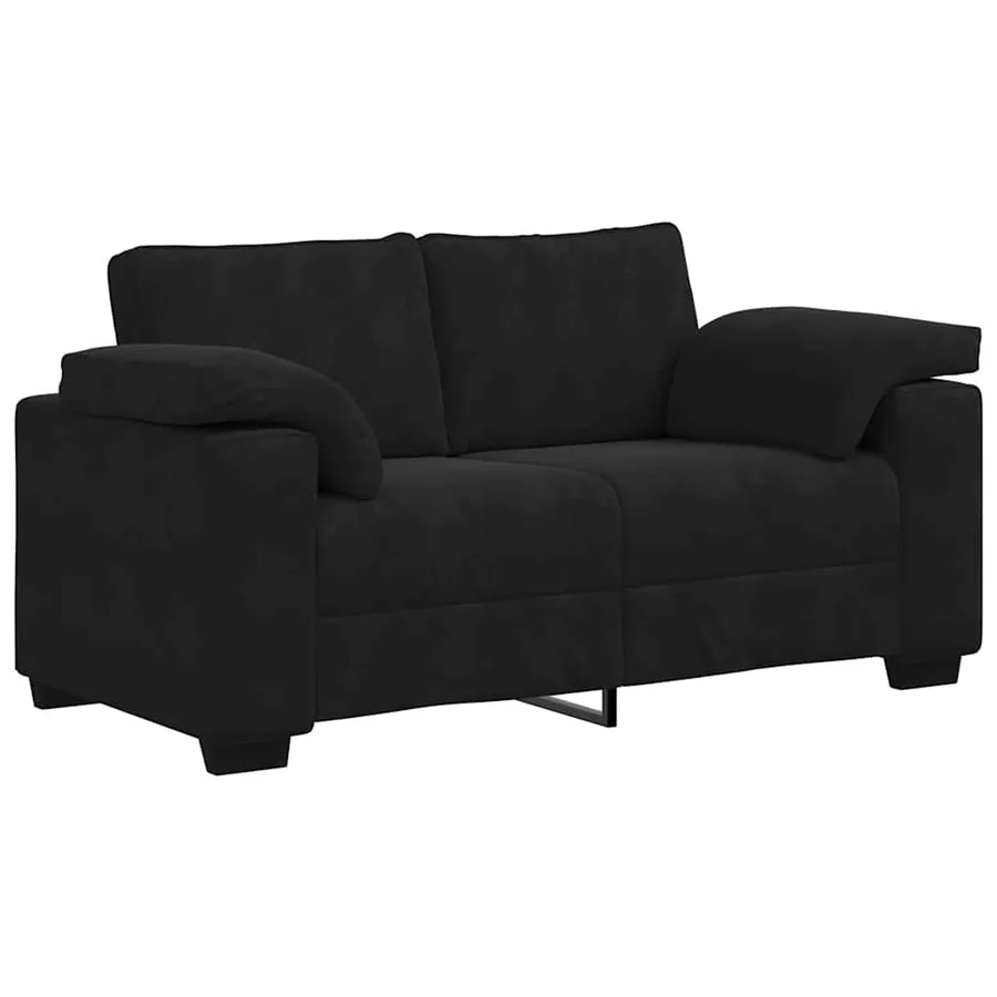 Ensemble canapé 2 pcs avec coussins velours noir - 4