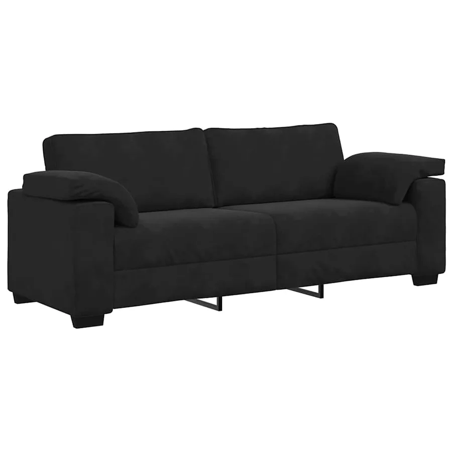 Ensemble canapé 2 pcs avec coussins velours noir - 5
