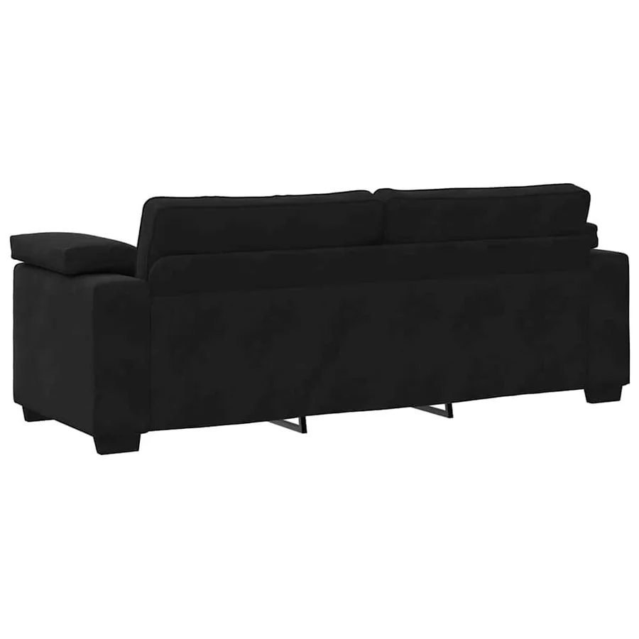 Ensemble canapé 2 pcs avec coussins velours noir - 7