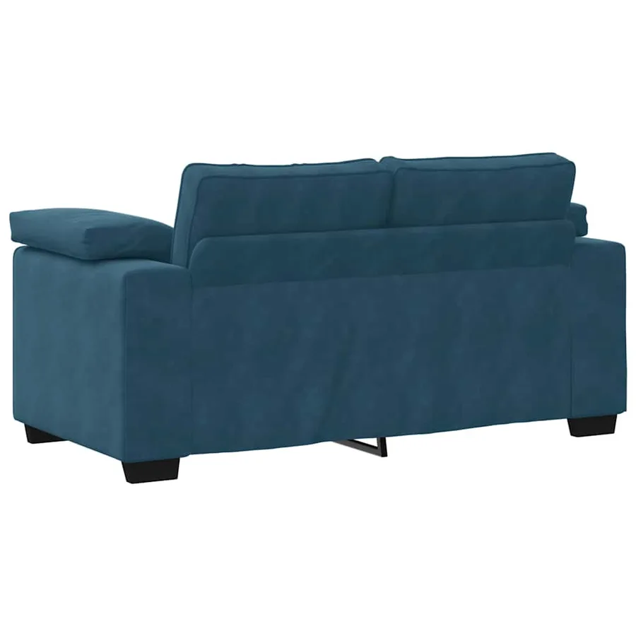 Canapé deux places bleu 160x77x82 cm velours - 6