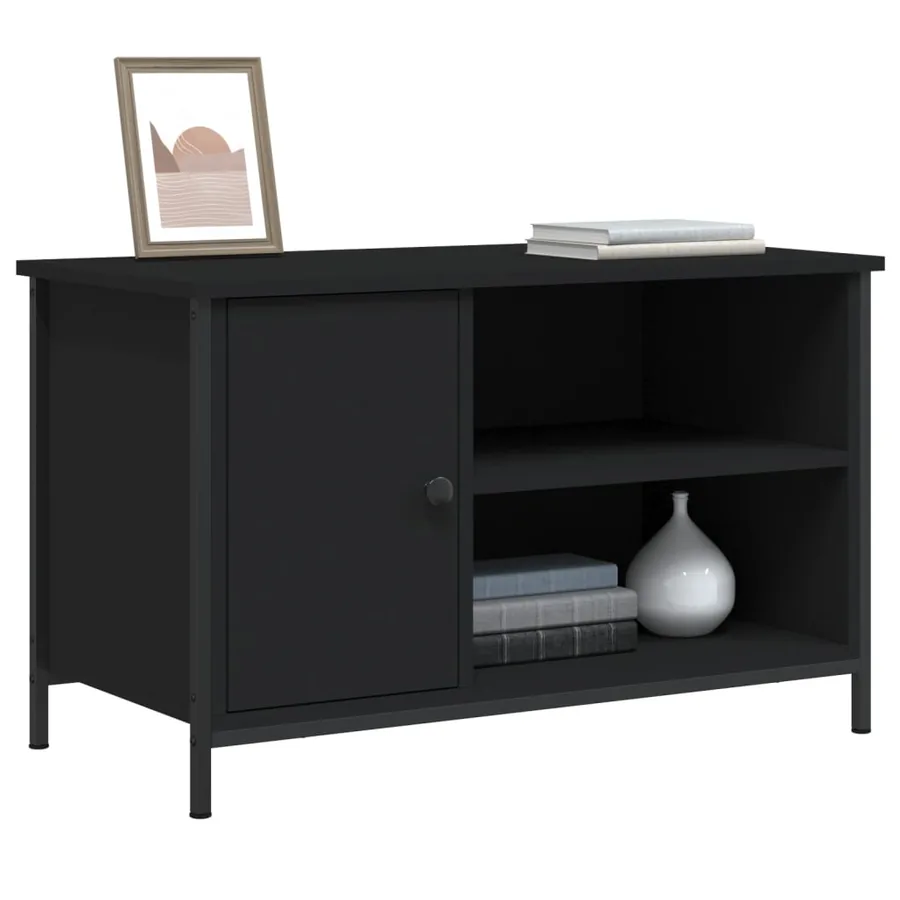 Meuble TV Noir 80x40x50 cm Bois d'ingénierie - 3