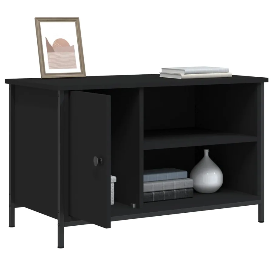 Meuble TV Noir 80x40x50 cm Bois d'ingénierie - 4