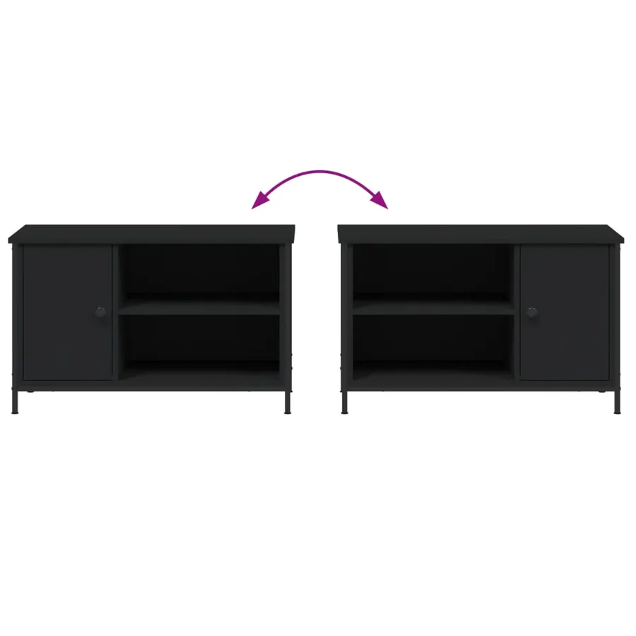 Meuble TV Noir 80x40x50 cm Bois d'ingénierie - 9