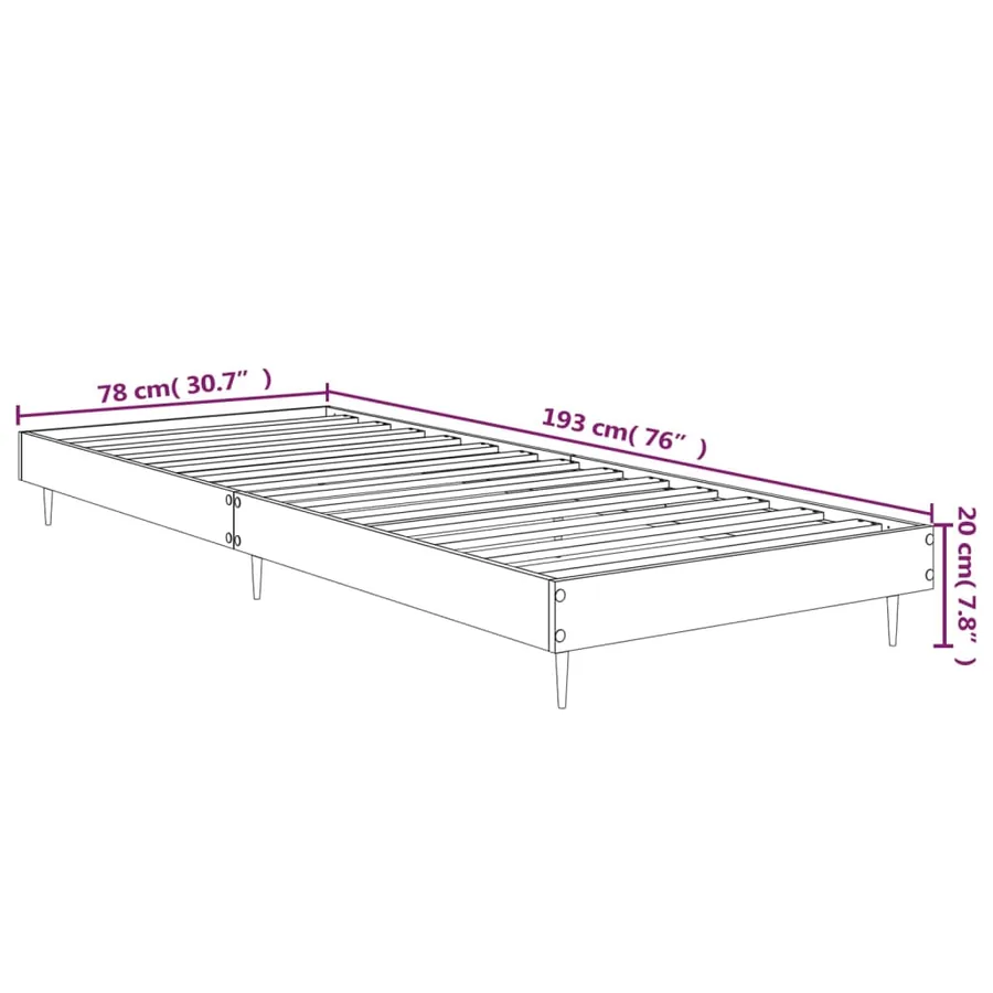 Cadre de lit sans matelas chêne marron 75x190cm bois ingénierie - 10