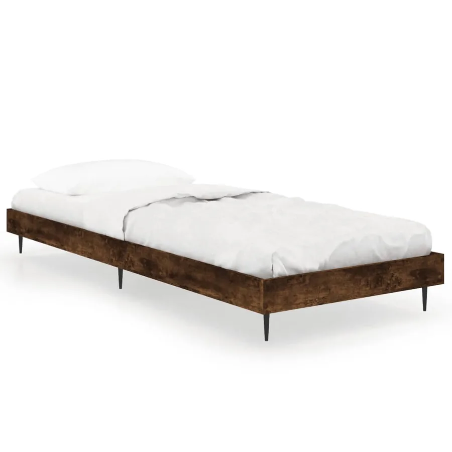 Cadre de lit sans matelas chêne fumé 75x190cm bois d'ingénierie - 2