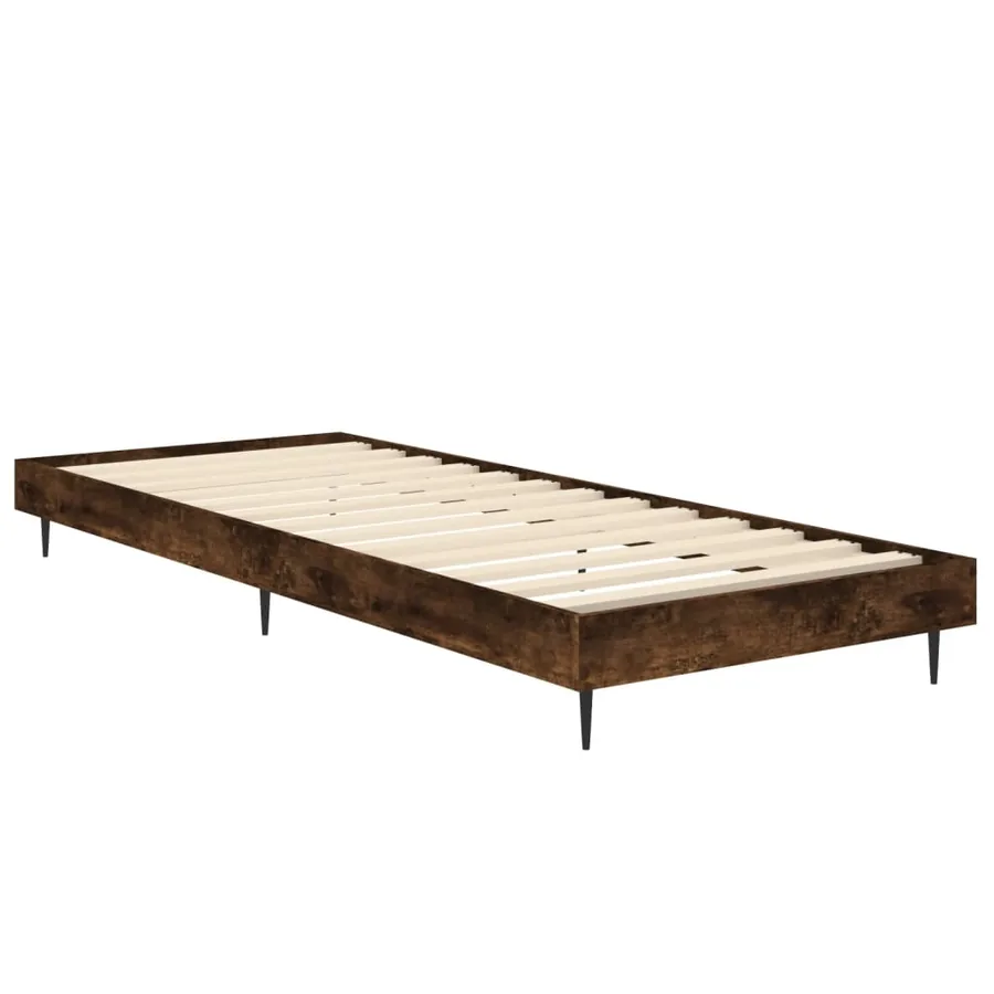 Cadre de lit sans matelas chêne fumé 75x190cm bois d'ingénierie - 5