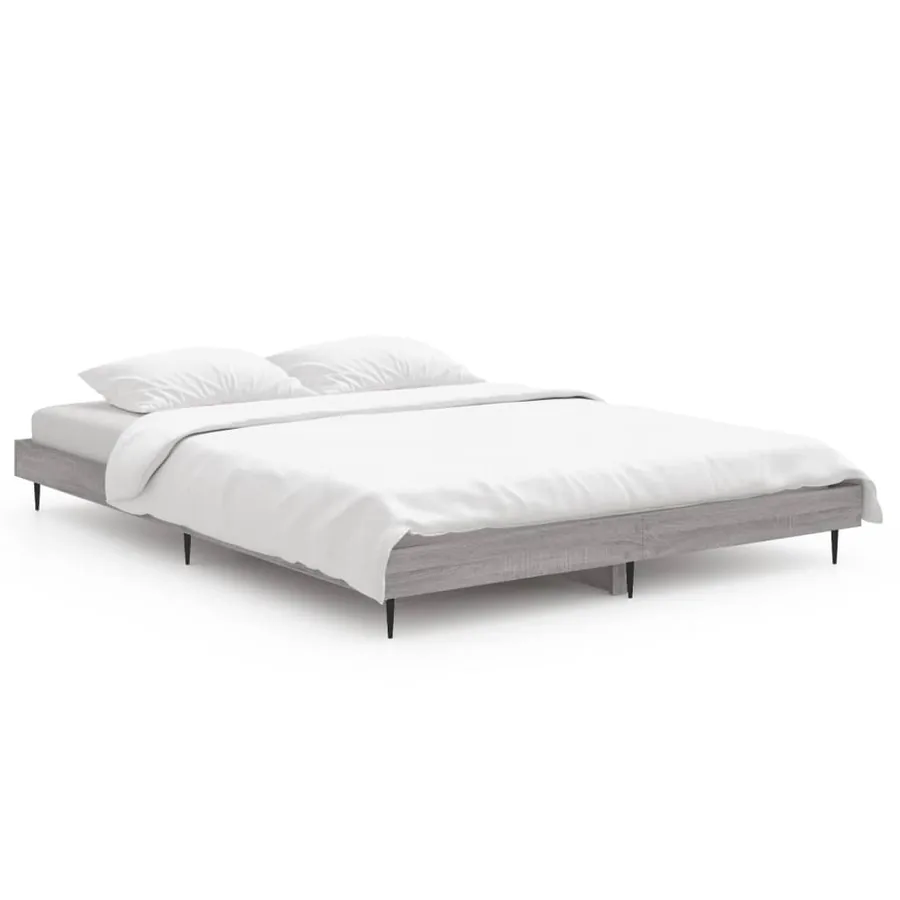 Cadre de lit sans matelas sonoma gris 135x190 cm - 2