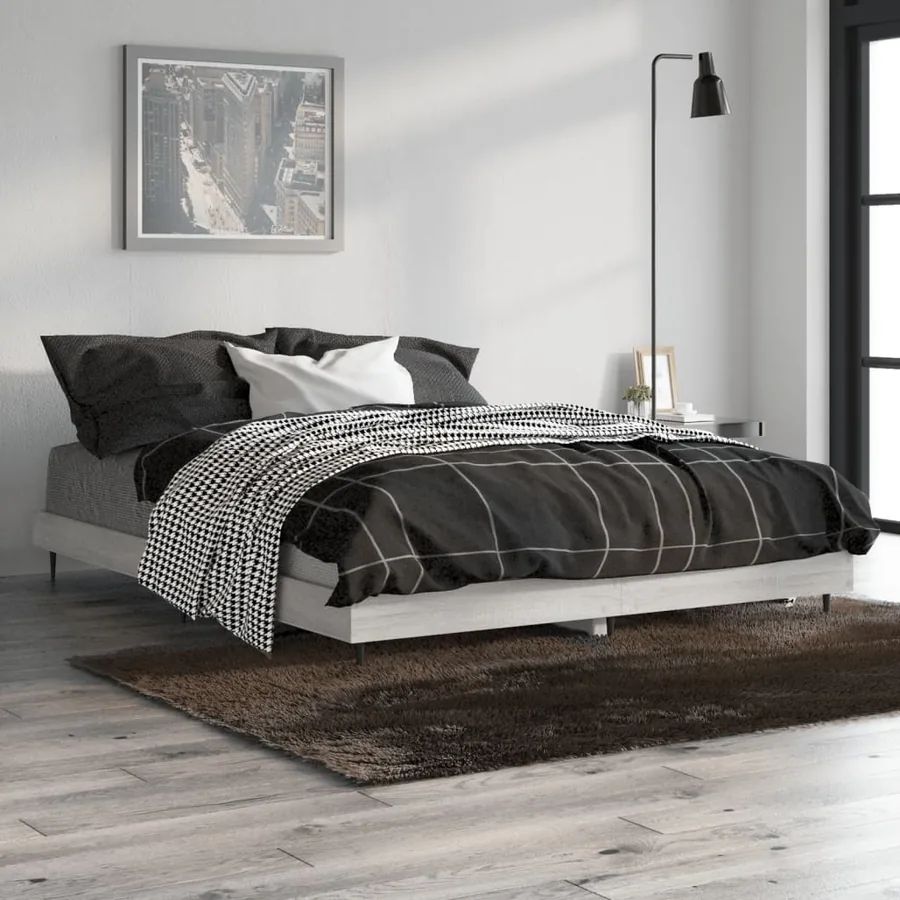 Cadre de lit sans matelas sonoma gris 135x190 cm - 4