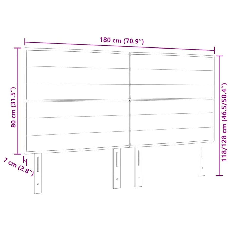 Tête de lit LED avec bandes LED Noir 180 cm tissu - 9