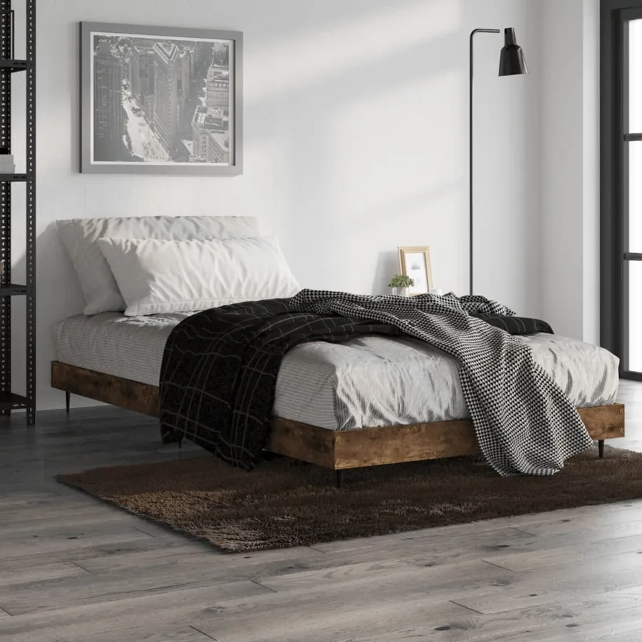 Cadre de lit sans matelas chêne fumé 100x200 cm bois ingénierie - 4