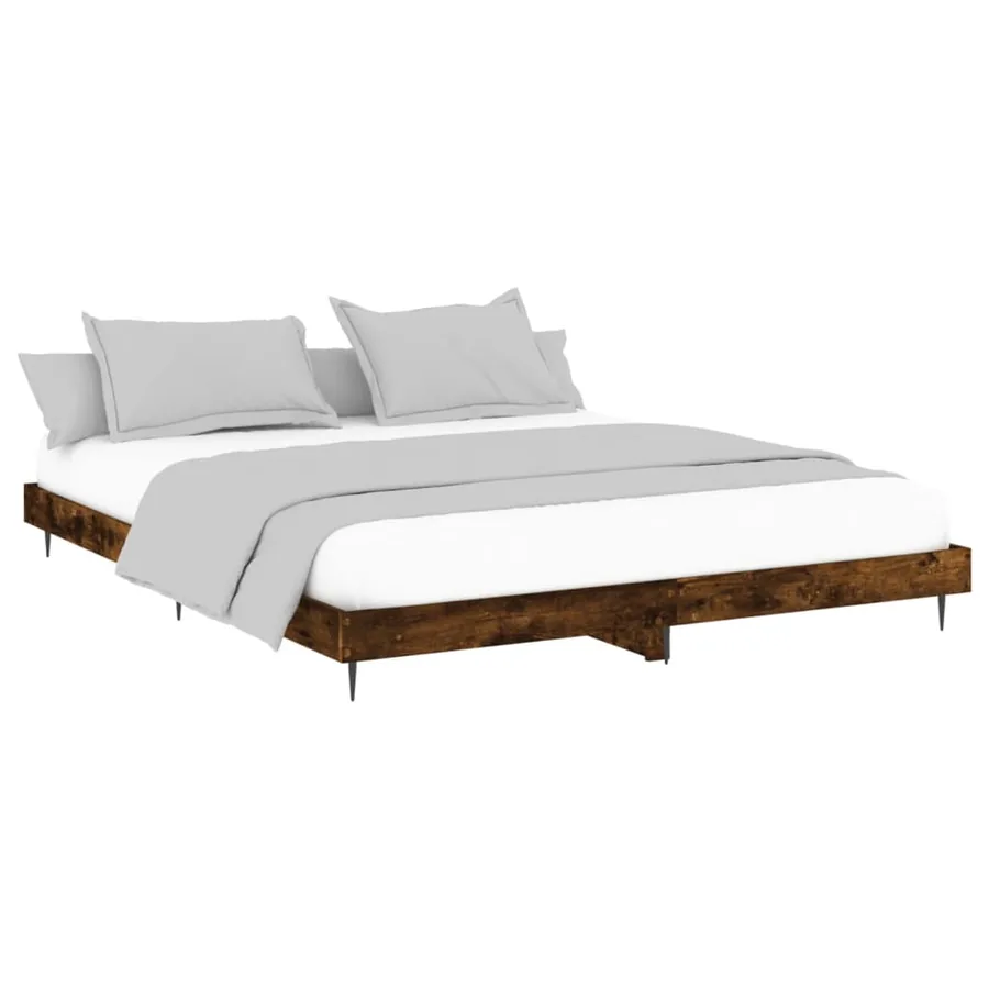 Cadre de lit sans matelas chêne fumé 120x200 cm bois ingénierie - 3