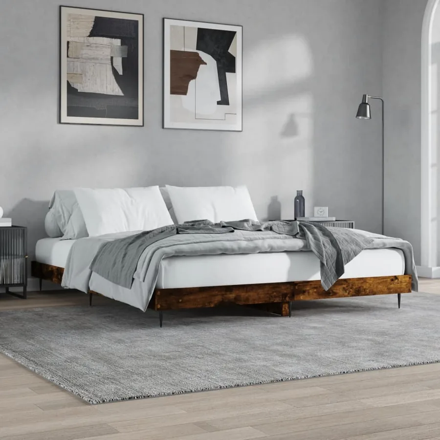 Cadre de lit sans matelas chêne fumé 120x200 cm bois ingénierie - 4