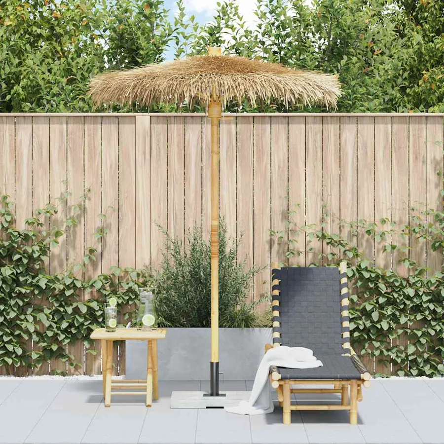 Parasol Tiki avec auvent en feuille de bananier 150 cm bambou - 3