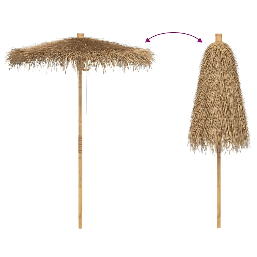 Parasol Tiki avec auvent en feuille de bananier 150 cm bambou - 5